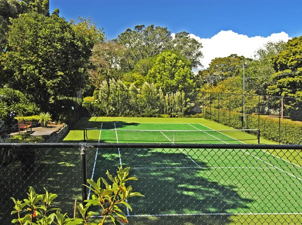 Take advantage of the all weather tennis court